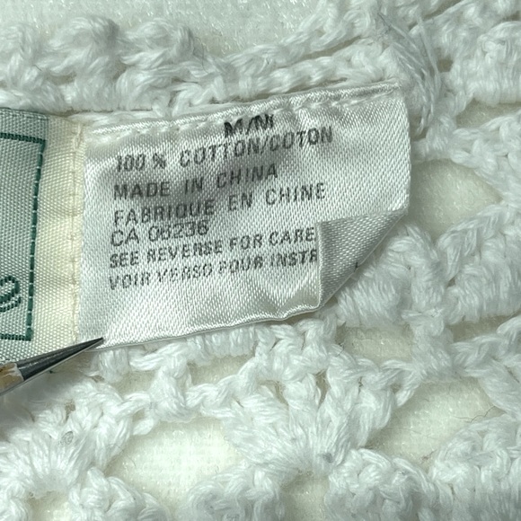 Vintage Willow Ridge Boho White Crochet Button up Vest 100% Cotton, Women’s Med - Picture 8 of 9